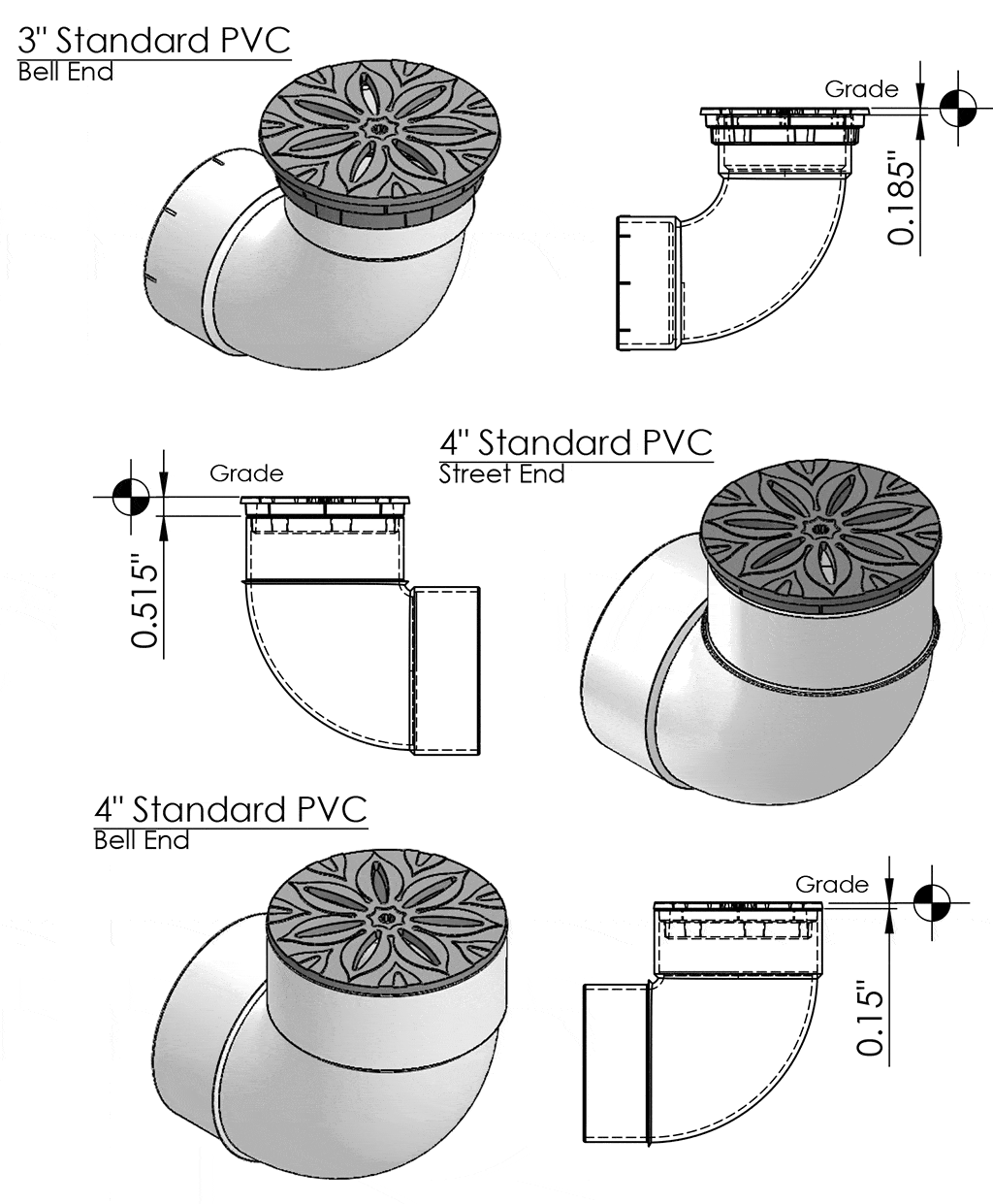Bronze Age BA-RAIN-4D Class A Rain Drop Bronze Natural Finish 4" Dia. Grate