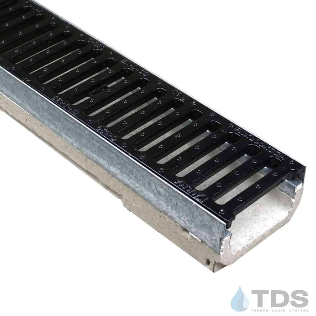 M100K-FNHX100KCCM-2 Ductile Iron grate Low Profile shallow polymer concrete galv edge ULMA channel