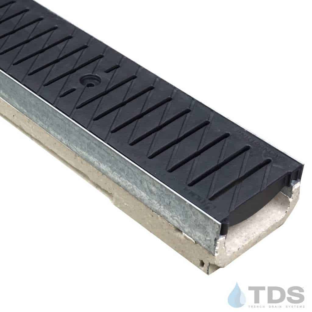 M100K-PNH100KCAM-BL Poly Black Heel-proof ADA grate polymer concrete galv edge low profile ULMA channel