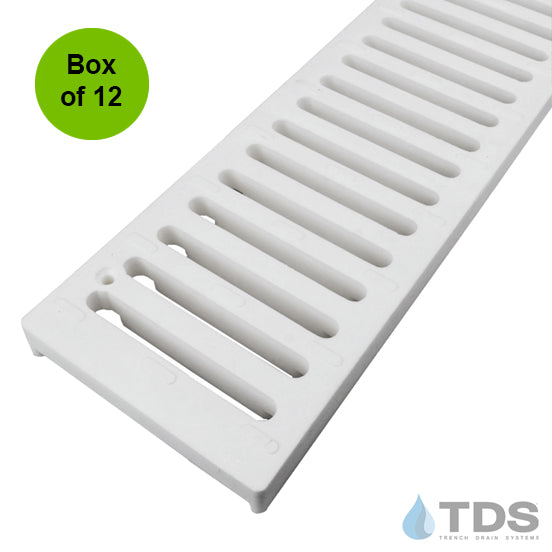 NDS 240 - Box of 12 - Class B ADA Compliant Slotted HDPE 4" x 24" Grate - WHITE