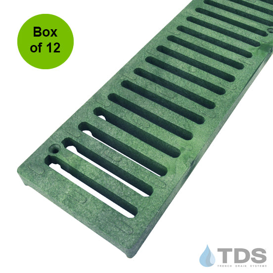 NDS 242 - Box of 12 - Class B ADA Compliant Slotted HDPE 4" x 24" Grate - GREEN