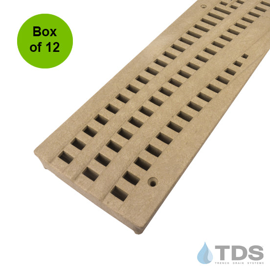 NDS 253S - Box of 12 - Class B ADA Compliant Heel-Proof Wave HDPE 4" x 24" Grate - SAND