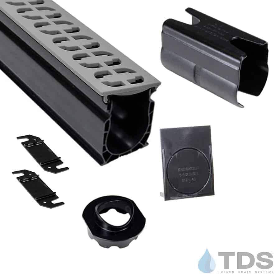 すっシー 　　CHANNEL S NDS Slim Channel Kit with NDS 9263 Chain Grate - GRAY – Drainage Kits
