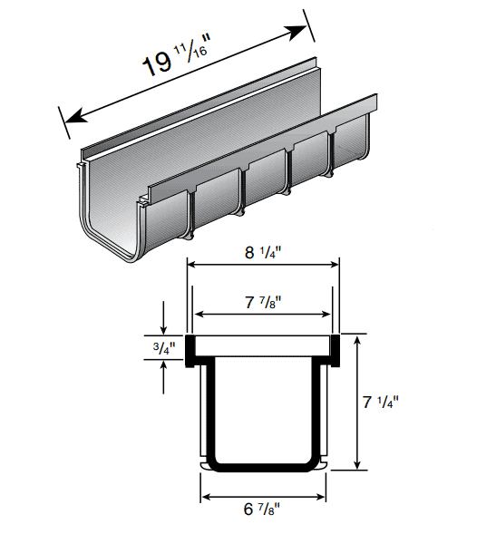NDS833 8" wide deep profile pro series 8 channel