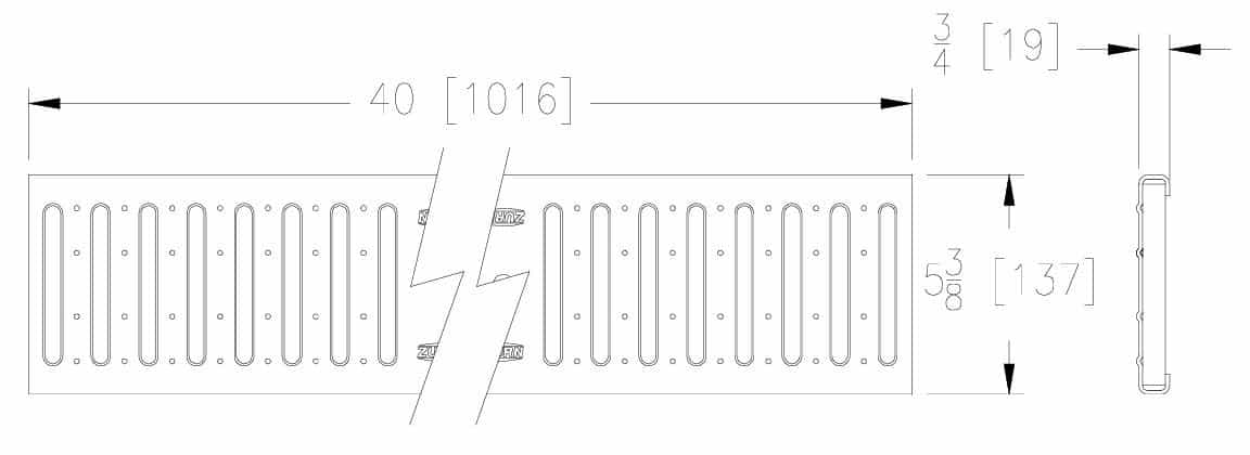 Zurn Z886 Drainage Kit w/P6-FS Stainless Slotted Grate - Bottom Outlet