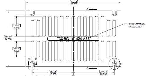 RG-151424-ABB Heavy Duty Bolted Ductile Iron Slotted 14" x 24" x 1.5" Grate | TDS