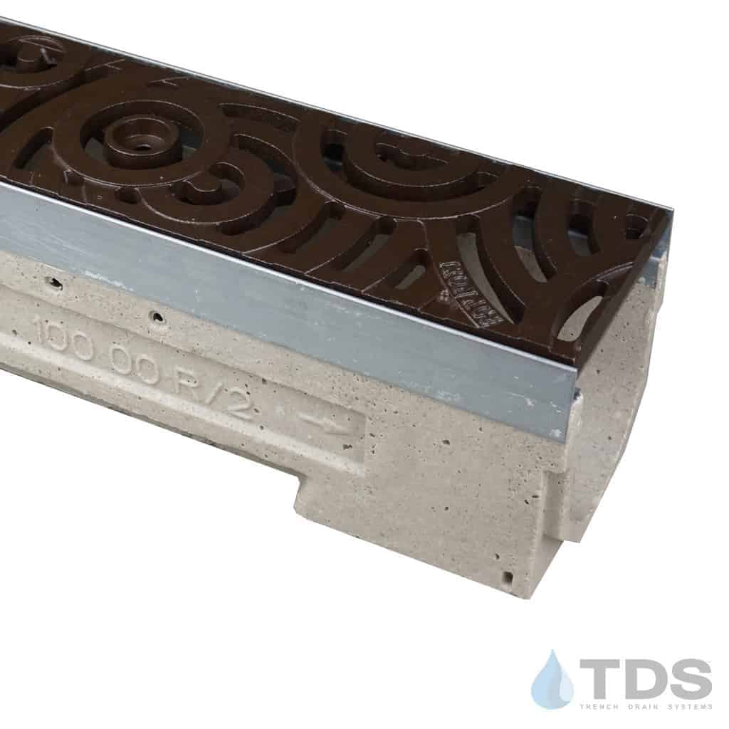 U100K-Oblio-boof deco cast iron ironage grate polymer concrete galv edge ULMA channel