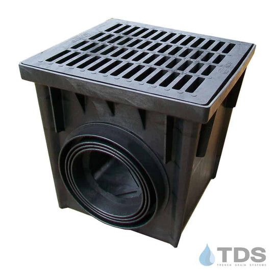 24x24 Catch Basin Kit with Slotted Polyolefin Garte - Black