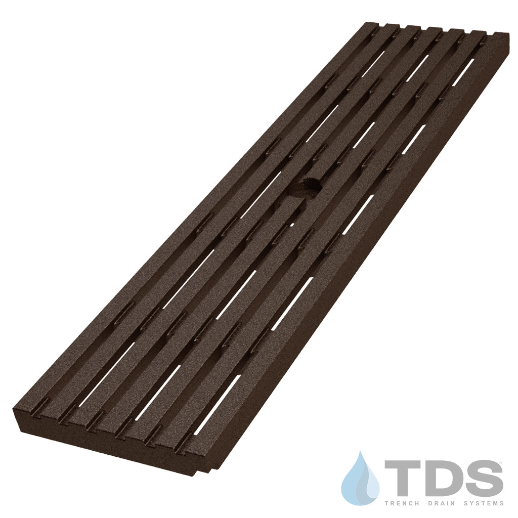 BA-BARS-0520-BF ductile iron slotted 5"x20" drain grate with a baked-on oil finish