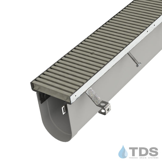 Trench•Era™ FP Series Drain System w/DG3044 8" Wide VE Fiberglass I-BAR Grate - MD Stainless Frame