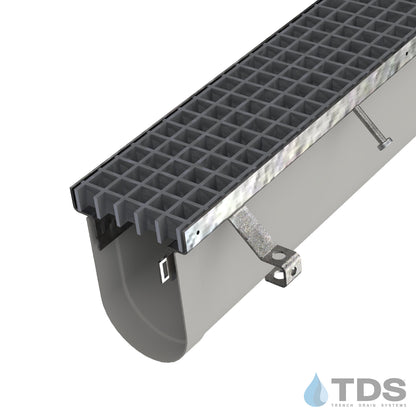 Trench•Era™ FP Series Drain System w/DG3045 8" Wide Fiberglass Mesh Grate - MD Galvanized Frame