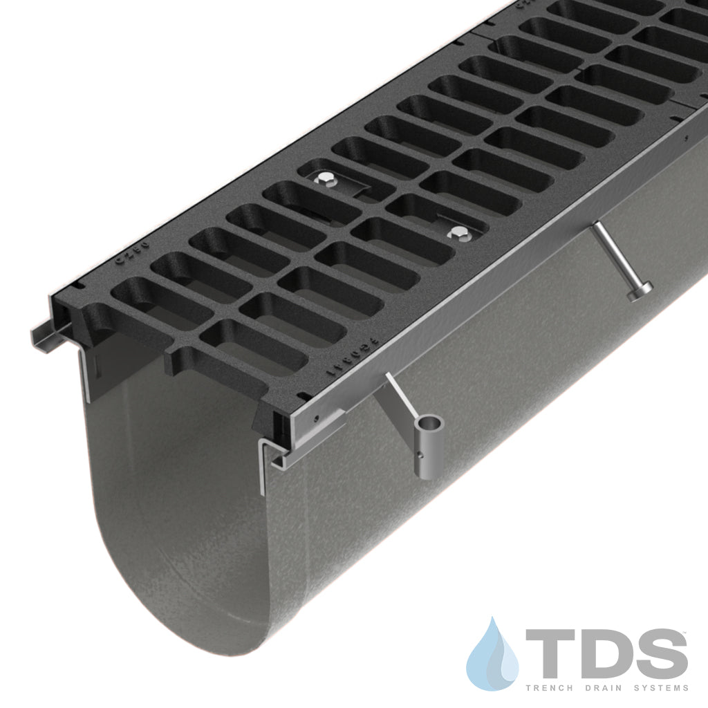 Trench•Era™ FP Series Drain System w/FG0841 10" Wide Class C Grate - HD Stainless Frame