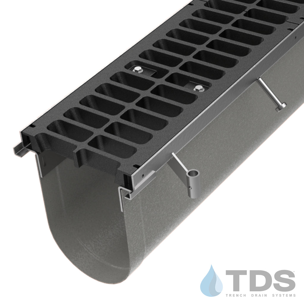 Trench•Era™ FP Series Drain System w/FG0842 10" Wide Class E Grate - HD Stainless Frame