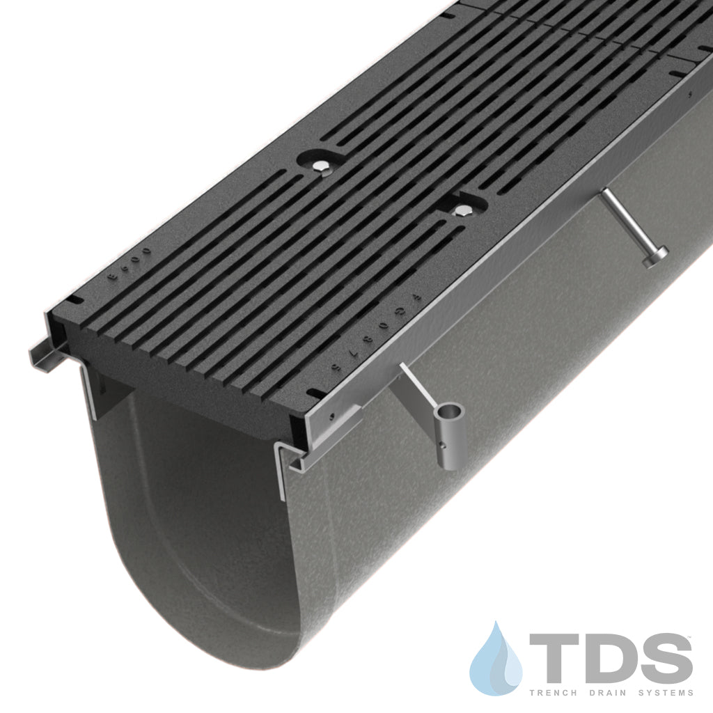 Trench•Era™ FP Series Drain System w/FG0875 10" Wide Class E ADA Grate - HD Stainless Frame