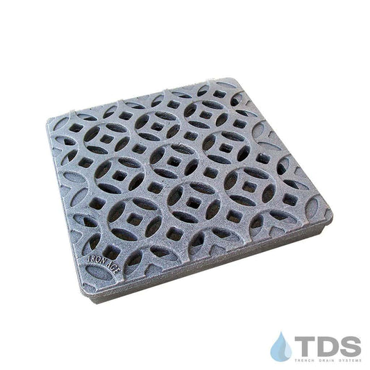 IA-INTER-CB9 Iron Age Interlaken Raw Cast Iron 9" Catch Basin Grate