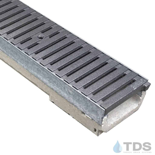M100K-RegularJoe Cast Iron Deco raw Iron Age grate polymer concrete galv edge ULMA channel