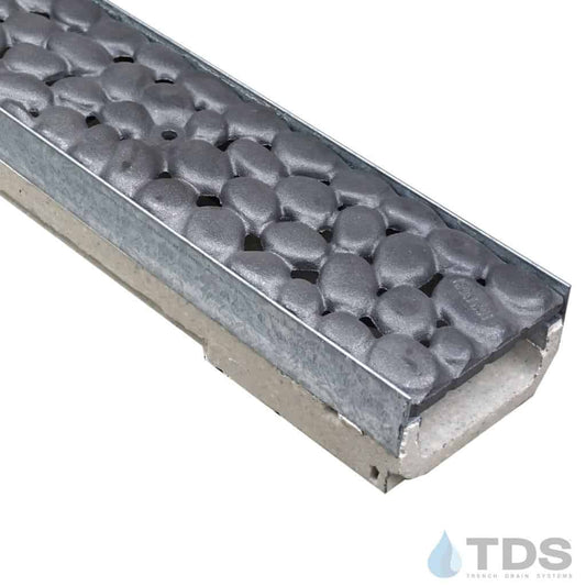 M100K-River Rock Iron Age deco raw cast iron grate polymer concrete galv edge ULMA channel
