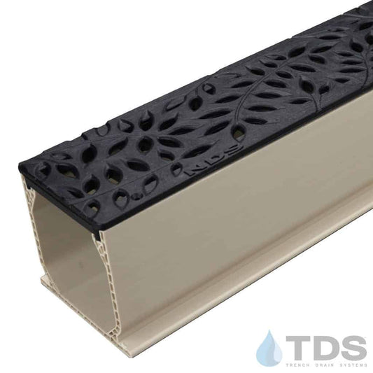 NDS Black Deco Poly Botanical Grate with Sand Mini Channel MCKS-554