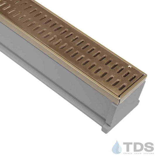TDS™ 3″ Gray MAX Mini w/ Brushed Bronze Slotted Grate & Satin Bronze Edge