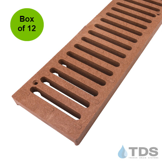NDS 251 - Box of 12 - Class B ADA Compliant Slotted HDPE 4" x 24" Grate - BRICK RED