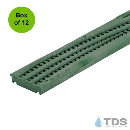 NDS 253GR - Box of 12 - Class B ADA Compliant Heel-Proof Wave HDPE 4" x 24" Grate - GREEN