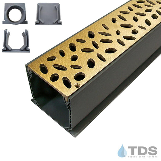 NDS Mini Channel with Brushed Bronze Rain Drop Grate MCK-BA-RAIN-B