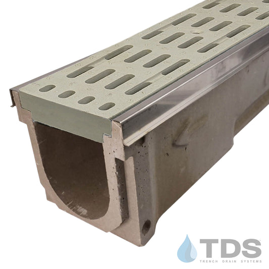 POLYCAST 600 Series Kit w/ DG0675G Gray Transverse Plastic Grate & Stainless Edge - Load Class A