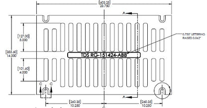 RG-151424-ABB Heavy Duty Bolted Ductile Iron Slotted 14" x 24" x 1.5" Grate | TDS