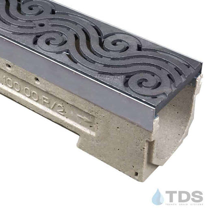 ULMA drain channel with stainless steel edge and Iron Age Argo grate