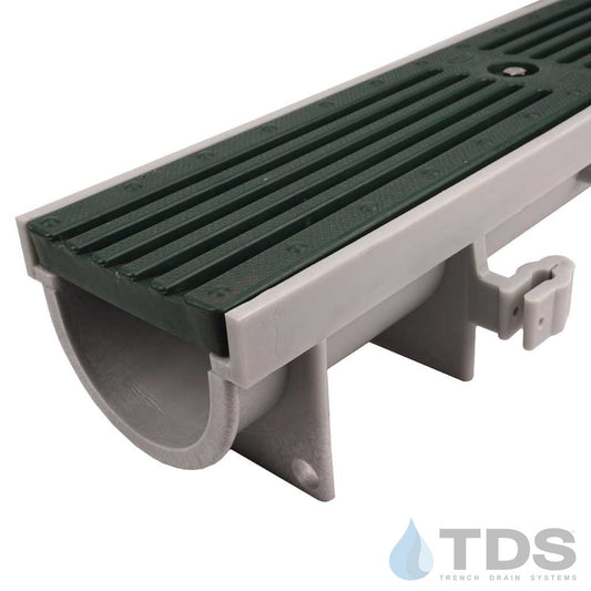 ZURN Z884 Drainage Kit w/ P4-HPP-GREEN HDPE Slotted Grate - Vandal Proof Locks & Bottom Outlet