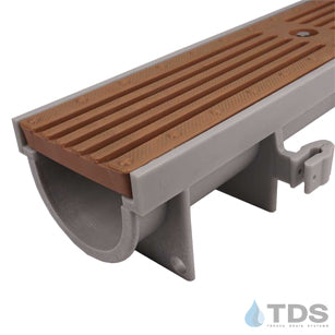 ZURN Z884 Drainage Kit w/ P4-HPP-BROWN HDPE Slotted Grate - Vandal Proof Locks & Bottom Outlet