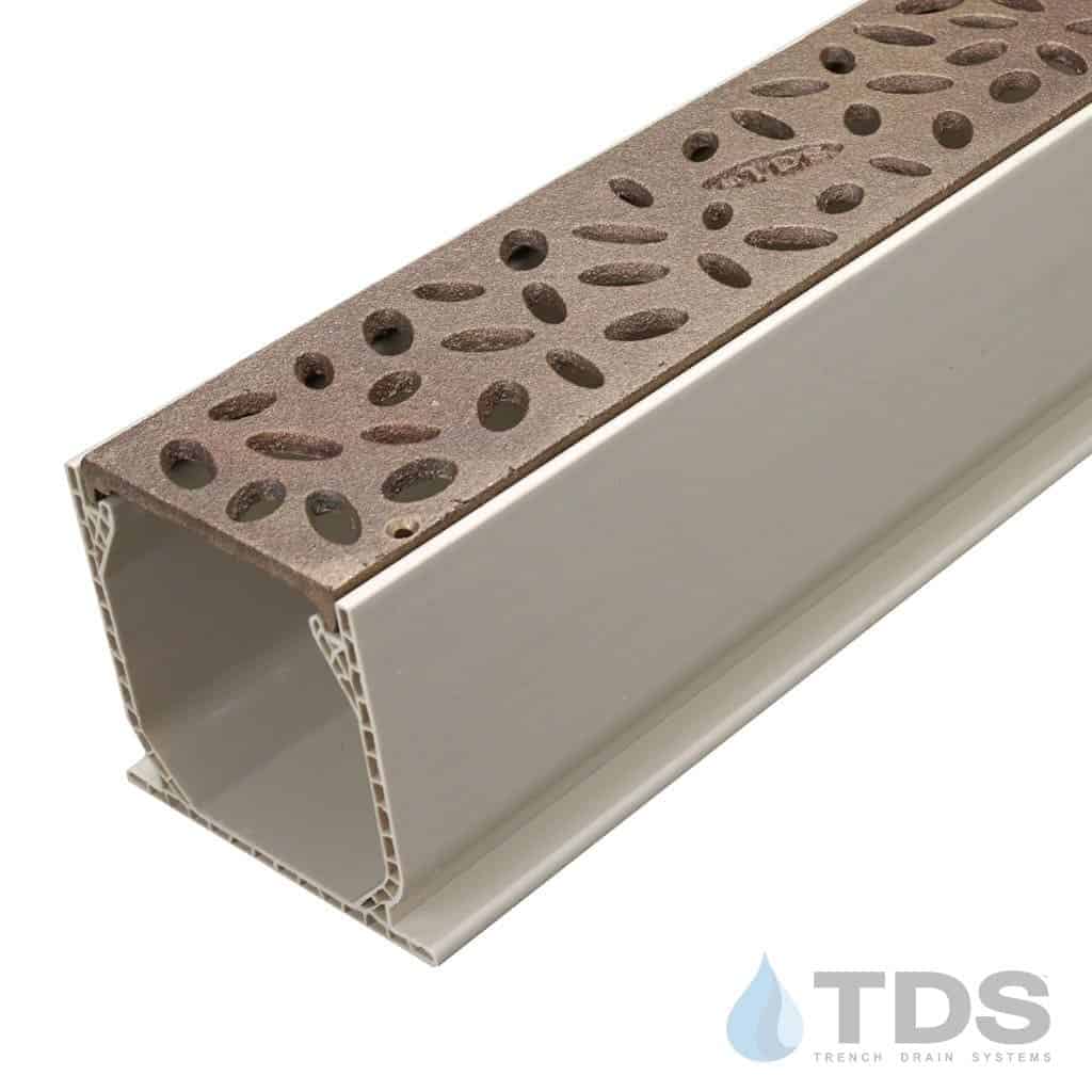 Natural Bronze Raindrop Grate with NDS Sand Mini Channel MCKS-TDS565