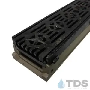 POLY500-AA-692-TDSdrains cast iron frame with Patriot cast iron grate shallow POLYCAST polymer concrete channel