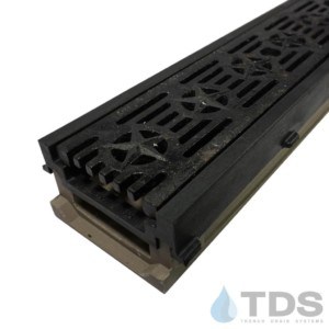 POLY500-PE-692-TDSdrains HPDE frame cast iron patriot grate shallow POLYCAST polymer concrete channel