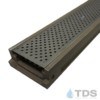 POLY500-xx-0657 stainless steel perforated grate shallow profile POLYCAST polymer concrete channel