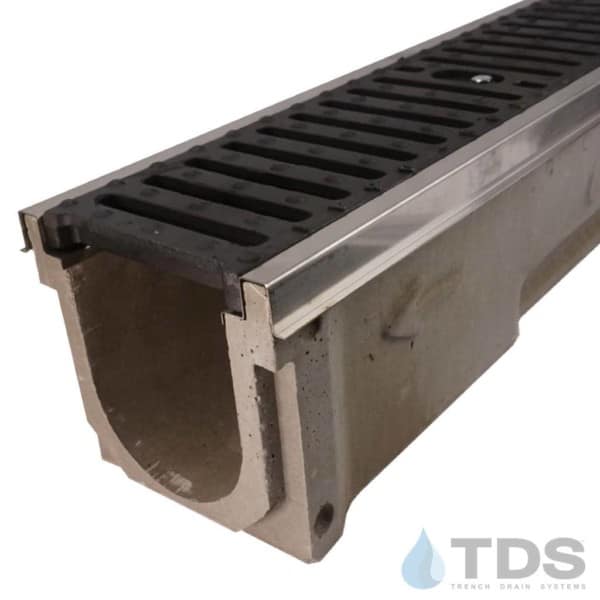 POLY600-SS-641D-TDSdrains stainless steel edge slotted cast iron grate polymer concrete channel Polycast
