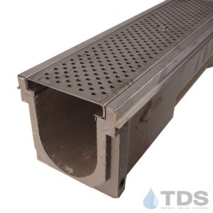 POLY600-SS-657-TDSdrains stainless steel perforated grate stainless edge polymer concrete channel Polycast