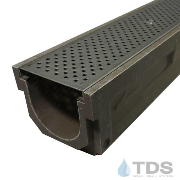 POLY600-xx-657-TDSdrains stainless steel perforated grate polymer concrete channel Polycast