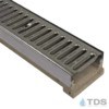 ULMA M100KX stainless steel edged polymer concrete channel with 450 stainless steel slotted grate