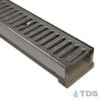 ULMA low profile polymer concrete channel with stainless steel edge and reinforced stainless steel slotted grate
