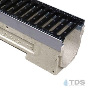 ULMA drain channel with stainless steel edge and ductile iron slotted grate