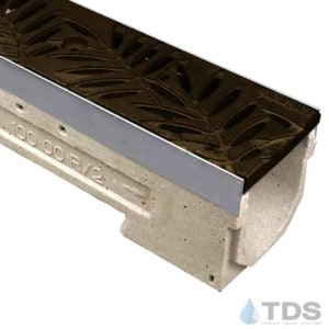 ULMA drain channel with stainless steel edge and Iron Age Locust grate