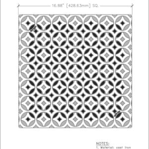 Iron Age 18x18 catch basin grate- Interlaken pattern - cut sheet