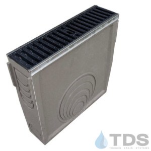 DP0650-GE-641D Polycast 600 Inline Catch Basin with Galvanized Edge and Ductile Iron Slotted Grates