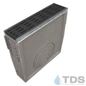 DP0650-XX-675H Polycast 600 with black HDPE Grate in transverse slotted pattern with stainless edge
