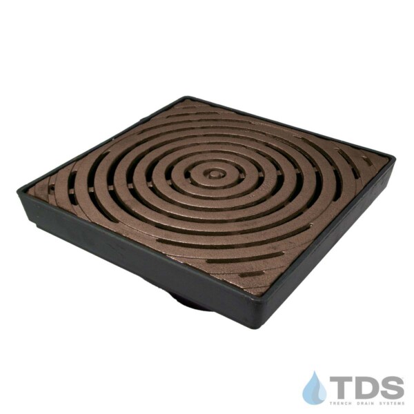 IA-Bull-LCB12-HPBF NDS 12" Low Profile Catch Basin with Iron Age Bullseye Baked on Oil Finish Cast Iron Grate