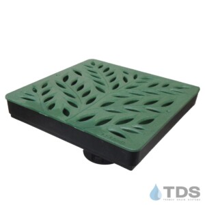 LPK12-1218GR Low Profile NDS Catch Basin with Green Botanical 12" Grate