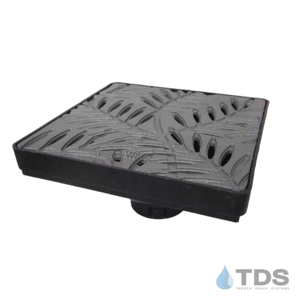 LPK12-IA-LOC NDS Low Profile Catch Basin with Iron Age Locust Grates in Raw Cast Iron