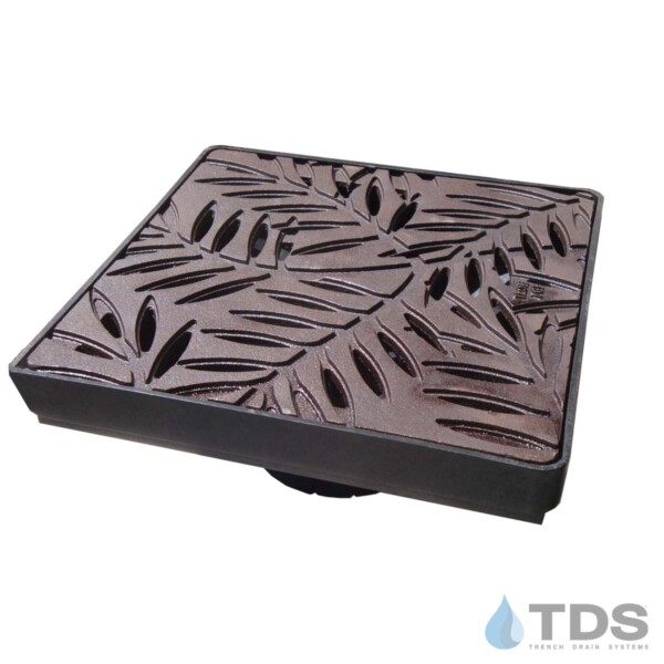 LPK12-IA-LOC-BF NDS Low Profile 12" Iron Age Baked on Oil Finish Cast Iron Catch Basin grate in Locust