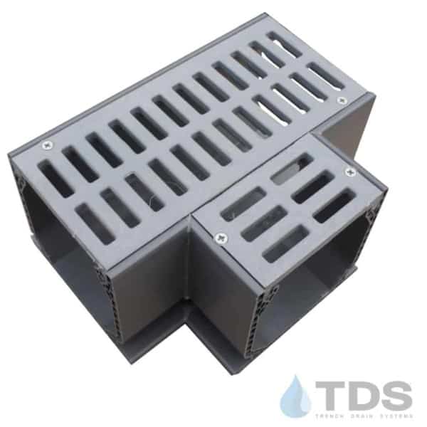 NDS Mini channel Tee 5370 with slotted gray grate